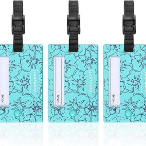 Vigorport Luggage Tags, 3 Pack Cute Luggage Tag TSA Approved, Unique Swivel Suitcase Tags, Privacy Protection Travel Name Tags Bag Labels (Cyan)