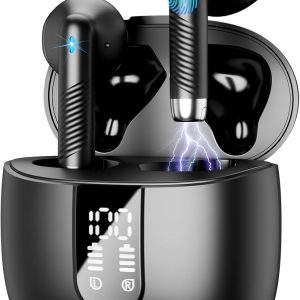 Wireless Earbuds, 2024 Bluetooth Headphones 5.4 Stereo Bass Ear buds with ENC Noise Cancelling Mics, 40H Bluetooth Earbuds with Dual LED Display Charging Case, IP7 Waterproof Earphones for Android iOS