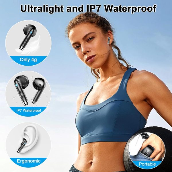 Wireless Earbuds, 2024 Bluetooth Headphones 5.4 Stereo Bass Ear buds with ENC Noise Cancelling Mics, 40H Bluetooth Earbuds with Dual LED Display Charging Case, IP7 Waterproof Earphones for Android iOS - Image 6